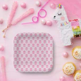 Pink Baby Girl Oyster Muschel und Pearl Baby Dusch Pappteller