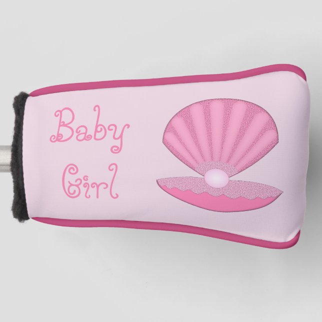 Pink Baby Girl Oyster Muschel und Pearl Custom Golf Headcover (Vorderseite)