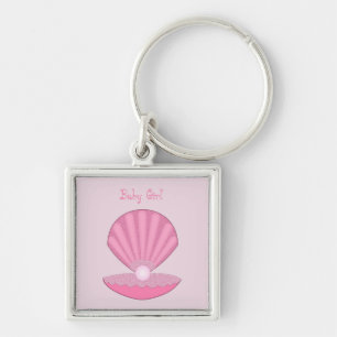 Pink Baby Girl Oyster Muschel und Pearl Custom Schlüsselanhänger