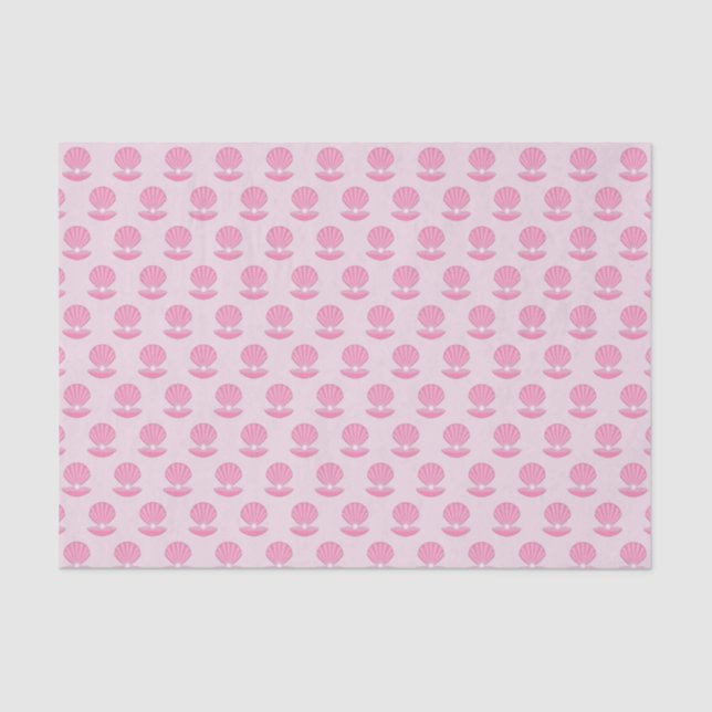 Pink Baby Girl Oyster Muschel und Pearl Gemustert Seidenpapier (Vorderseite)