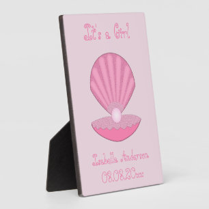 Pink Baby Girl Oyster Muschel und Pearl New Baby Fotoplatte