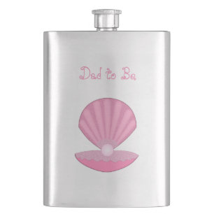Pink Baby Girl Oyster Muschel und Pearl Vater zu s Flachmann