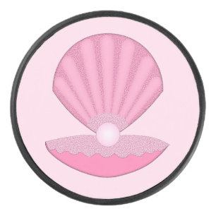 Pink Baby Girl Oyster Muschel und Perle Eishockey Puck