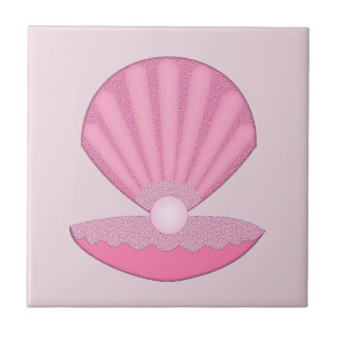 Pink Baby Girl Oyster Muschel und Perle Fliese