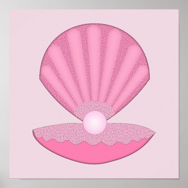 Pink Baby Girl Oyster Muschel und Perle Poster (Vorne)