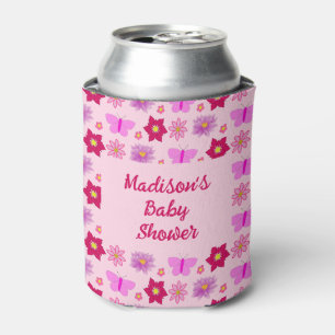 Pink Baby Girl Schmetterlinge und Blume Gemustert Dosenkühler