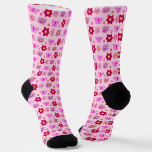 Pink Baby Girl Schmetterlinge und Blume Gemustert Socken