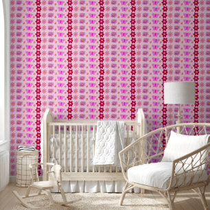 Pink Baby Girl Schmetterlinge und Blume Gemustert Tapete