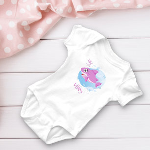 Pink Baby Girl Shark Strampler