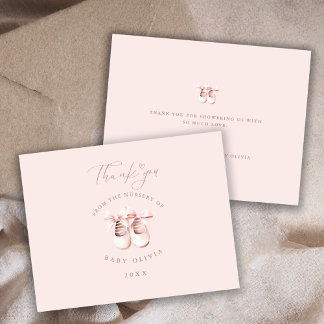 Pink Baby Girl Shoes Nursery of Kids Thank You  Dankeskarte