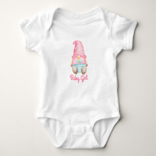 Pink Baby Gnome Girl Wasserfarbe Baby Strampler