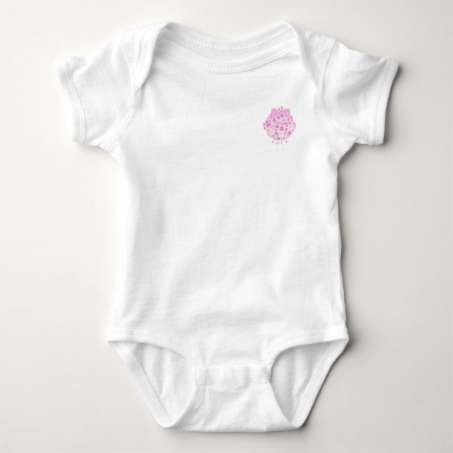 Pink Baby Head Pattern Baby Girl Strampler (Vorderseite)