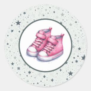 Pink Baby High Tops Babydusche Runder Aufkleber