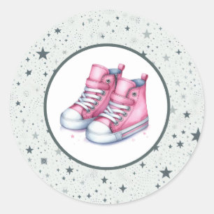 Pink Baby High Tops Babydusche Runder Aufkleber