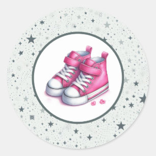 Pink Baby High Tops Babydusche Runder Aufkleber