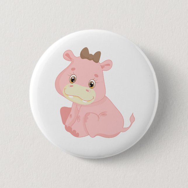 Pink Baby Hippo Button (Vorderseite)