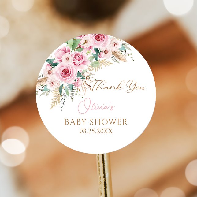 Pink Baby in Bloom Boho Bloral Baby Dusche Geschenkanhänger (Von Creator hochgeladen)