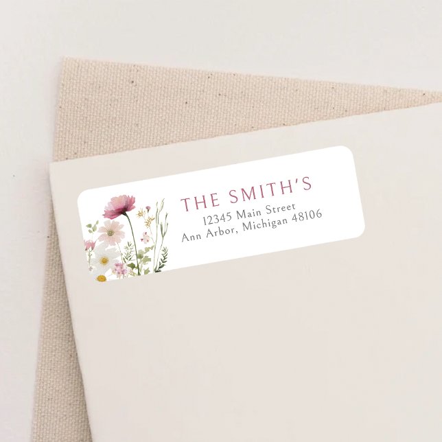 Pink Baby In Bloom Floral Shower Return Address (Von Creator hochgeladen)