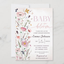 Pink Baby in Bloom Wildblume Babydusche Einladung