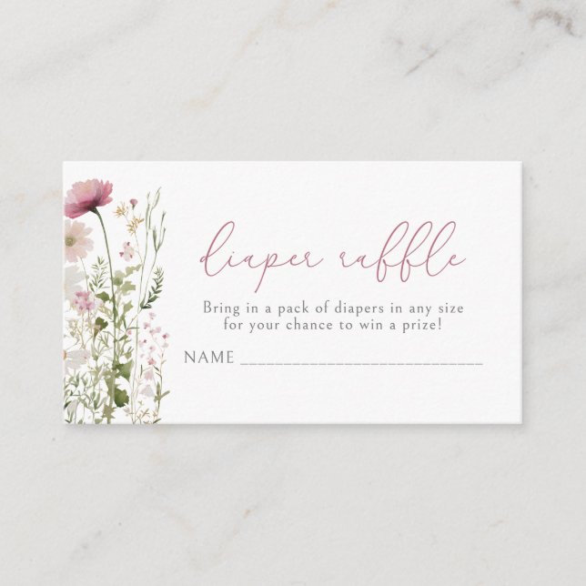 Pink Baby in blutfloraler Wildblume Windelwindung Begleitkarte (Vorderseite)