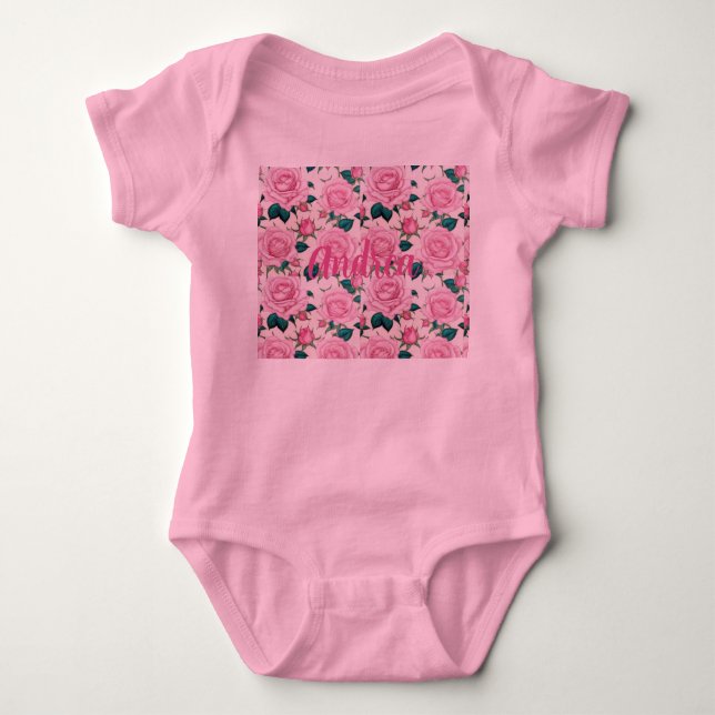Pink Baby Individuelle Name Strampler (Vorderseite)