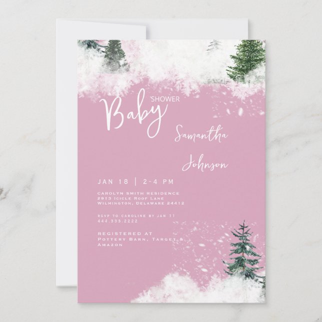Pink Baby it's Cold Outside Baby Shower II Einladung (Vorderseite)