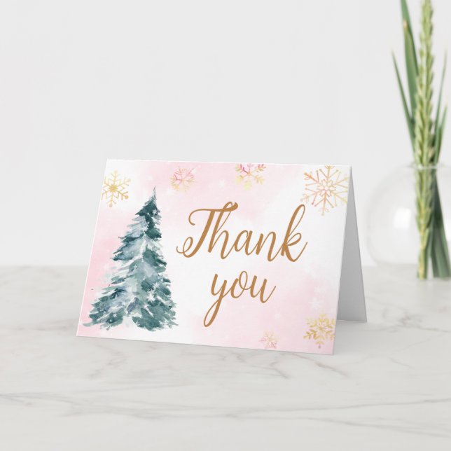 Pink Baby It's Cold Outside Thank You Card Dankeskarte (Vorderseite)