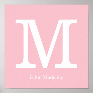 Pink Baby Kinderzimmer Monogram Poster