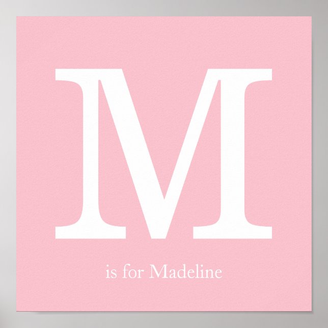 Pink Baby Kinderzimmer Monogram Poster (Vorne)