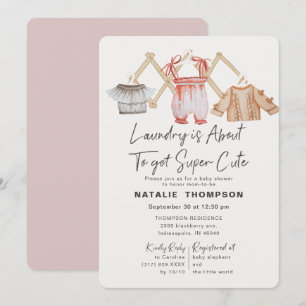 Pink Baby Kleidung Wäscherei Niedlich Babydusche Einladung