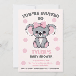 Pink Baby Koala Bear Einladung