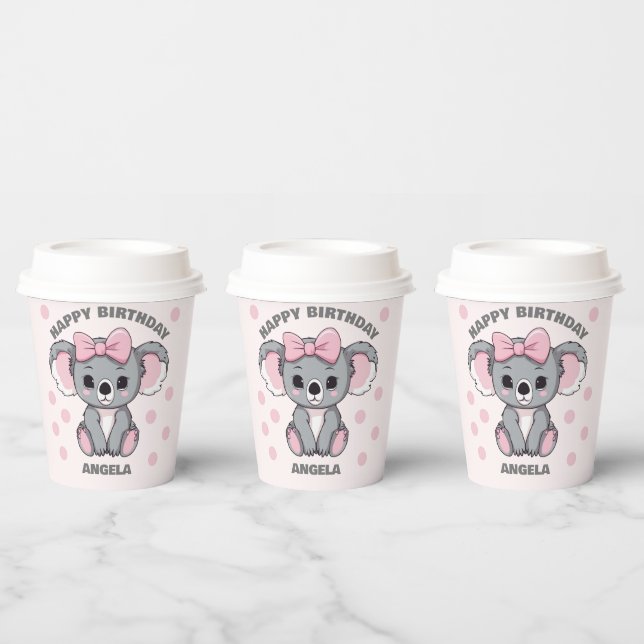 Pink Baby Koala Bear Pappbecher (Multi)