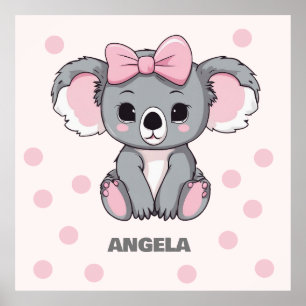Pink Baby Koala Bear Poster