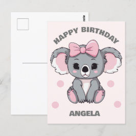 Pink Baby Koala Bear Postkarte