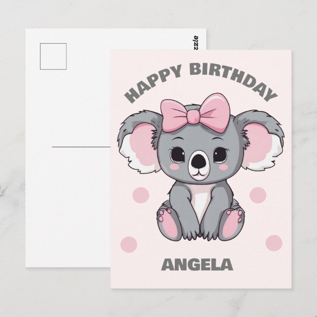 Pink Baby Koala Bear Postkarte (Vorne/Hinten)