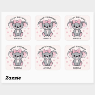 Pink Baby Koala Bear Quadratischer Aufkleber