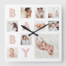 Pink Baby Letters Newborn Baby Foto Grid Collage