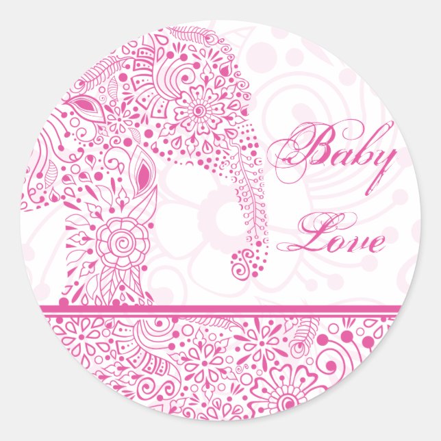 Pink Baby Liebe Elephant Sticker (Vorderseite)