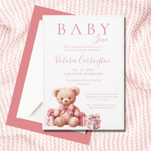 Pink Baby Liebe Watercolor Bärendusche Einladung