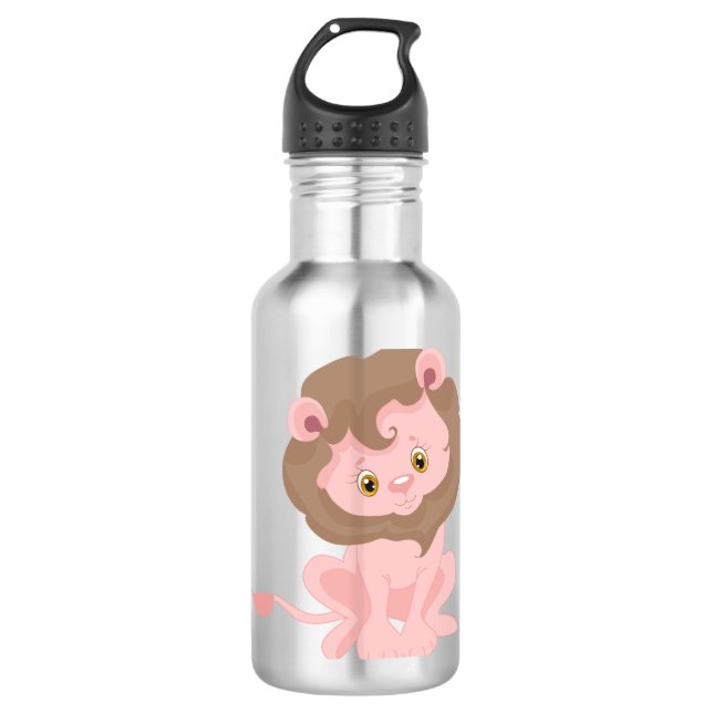 Pink Baby Lion Edelstahlflasche (Vorderseite)