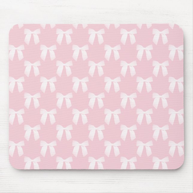 Pink-Baby mit weißen Bogen Mousepad (Vorne)