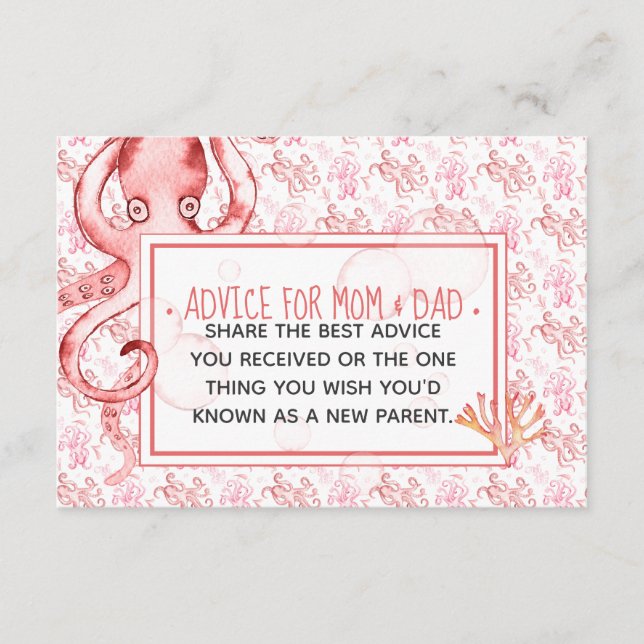 Pink Baby Octopus Kinderduschberatung für Mama & V Hinweiskarte (Vorderseite)