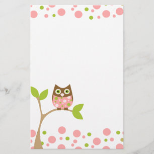 Pink Baby Owl Briefpapier