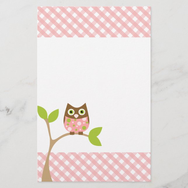 Pink Baby Owl Briefpapier (Vorderseite)