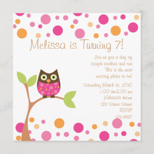 Pink Baby Owl Hot Pink auf Anfrage Einladung