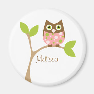 Pink Baby Owl Magnet