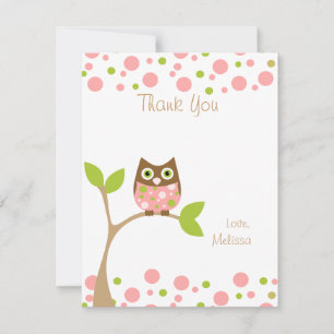 Pink Baby Owl Mitteilungskarte