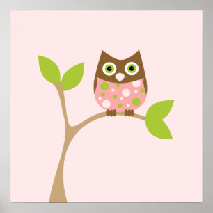 Pink Baby Owl Poster