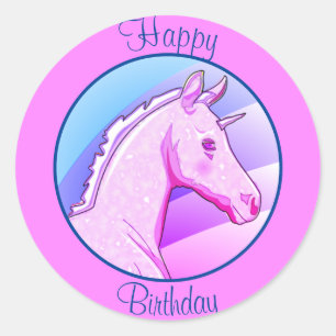 Pink Baby Palomino Unicorn (Regenbogenlite/Happy B Runder Aufkleber