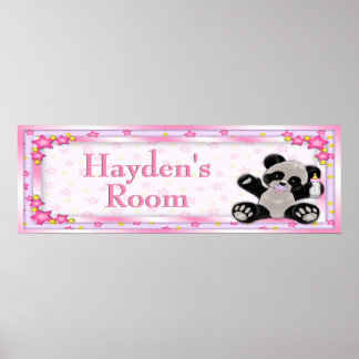 Pink Baby Panda individuell anpassbares Zimmer Nam Poster